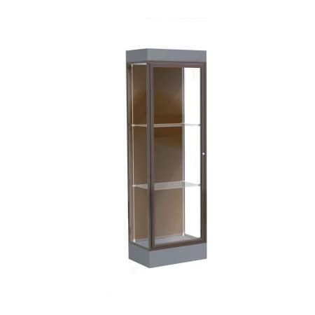 Waddell Display Case Of Ghent Edge Lighted Floor Case, Chocolate Back, Dark Bronze Frame, 6" Carbon Mesh Base, 24"W x 76"H x 20"D 91LFCO-BZ-CM